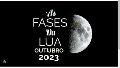 Calendario das luas para o mes de Outubro 2023